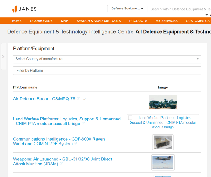 Janes-JDET-Platform-Equipment-Widget
